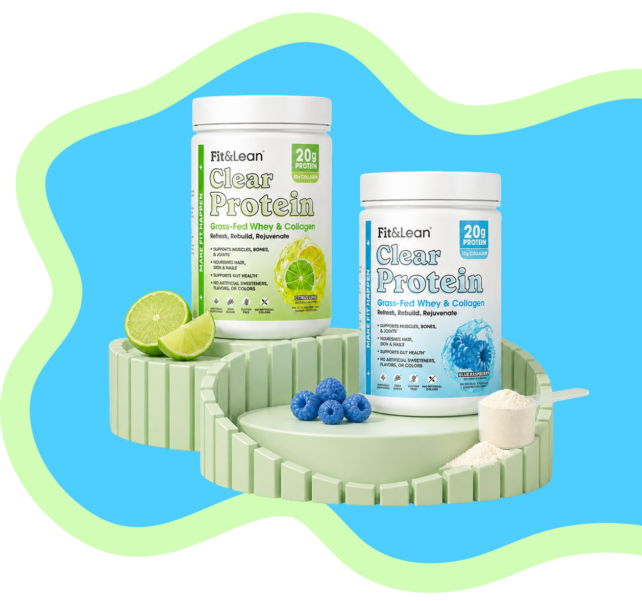 Fit and Lean Clear Protein and Collagen tubs
