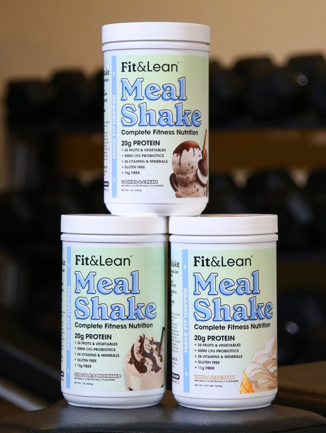 Customer holding Fit and Lean Meal Shake